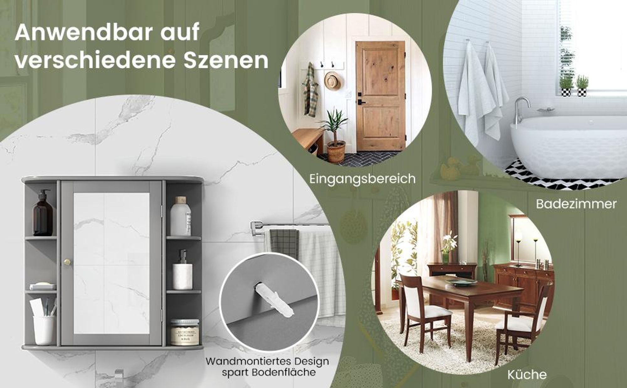 COSTWAY Spiegelschrank Badschrank Haengeschrank Wandschrank Badezimmerschrank Badregal Badmoebel