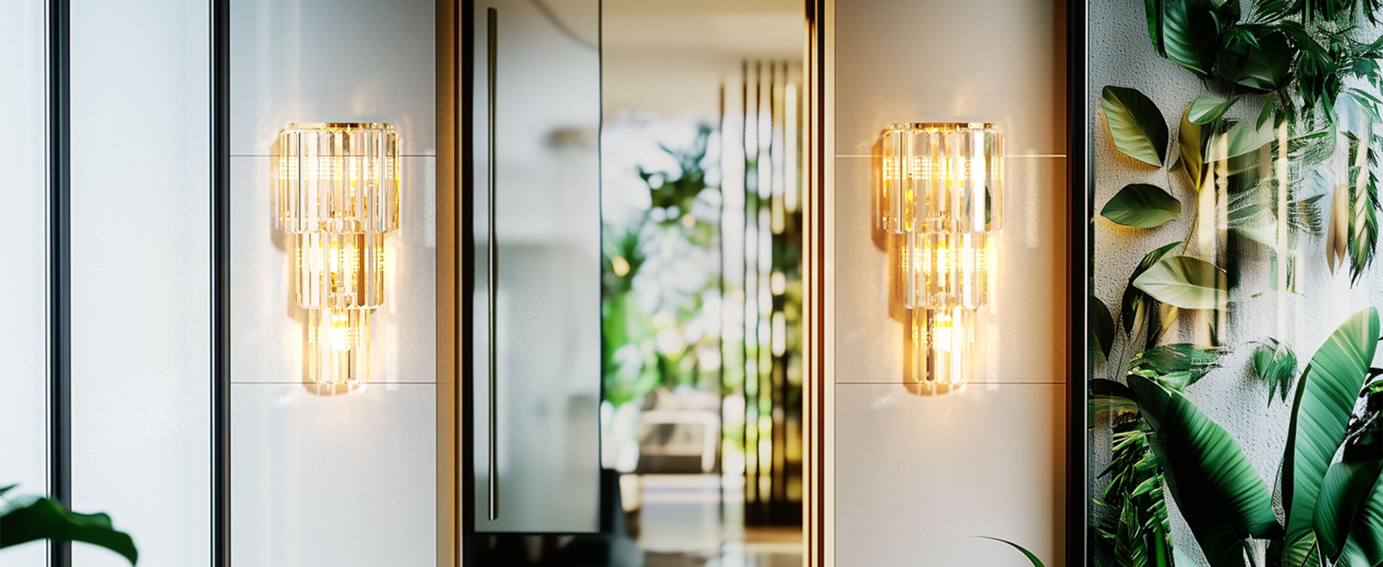 Kristall-Wandleuchte LED indirekt Wandbeleuchtung Kristall Wandlampe Dimmbar E14 Innen Wandlicht Flur Strahler Treppenleuchten Leuchte 50*19