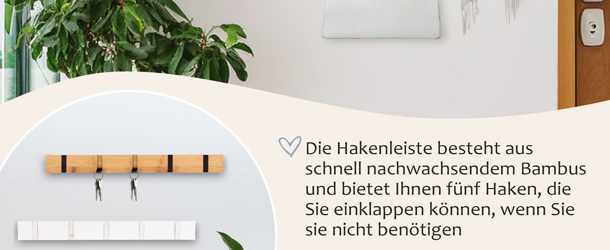 ONVAYA Garderobenhaken | Bambus | Wandgarderobe in