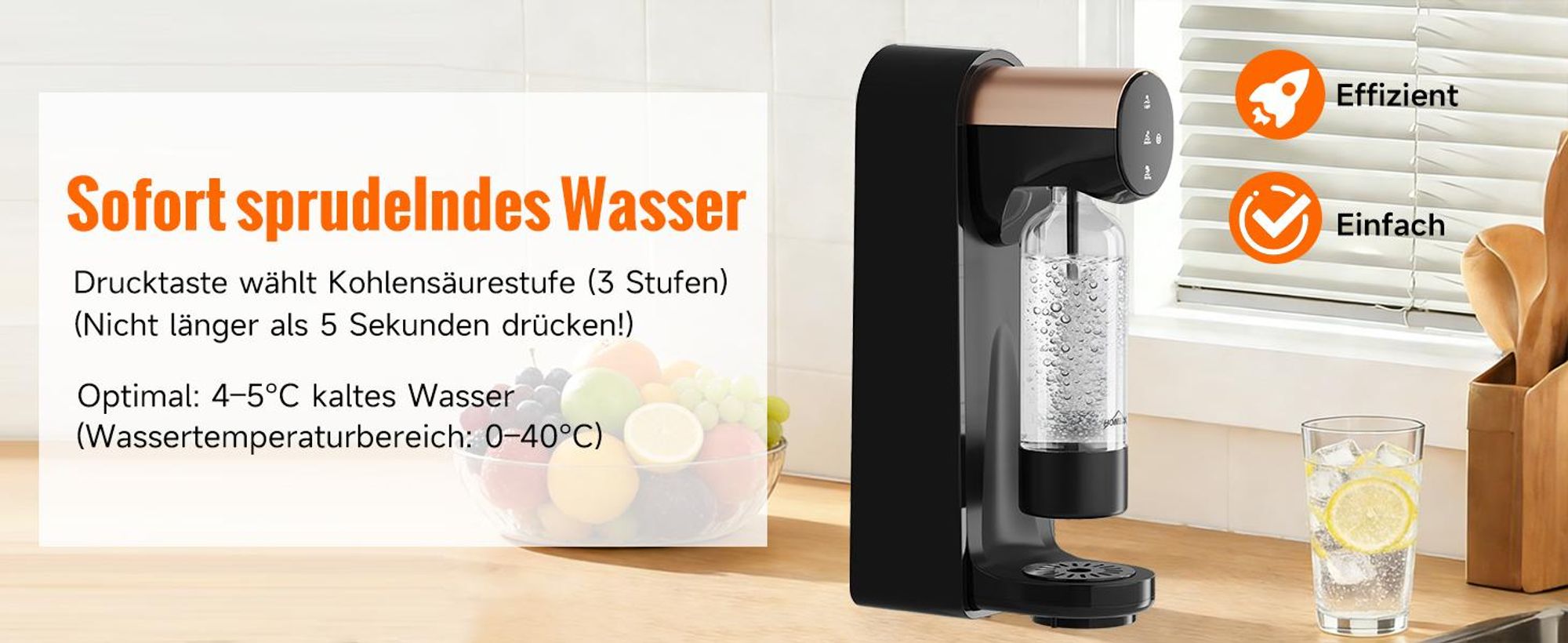 Wassersprudler, Elektrischer Sprudelwasser Maschine mit 1 PET-Flasche, Soda Maker, Wasser Sprudel GeräT, Water Carbonator, Touchscreen,3-stufig