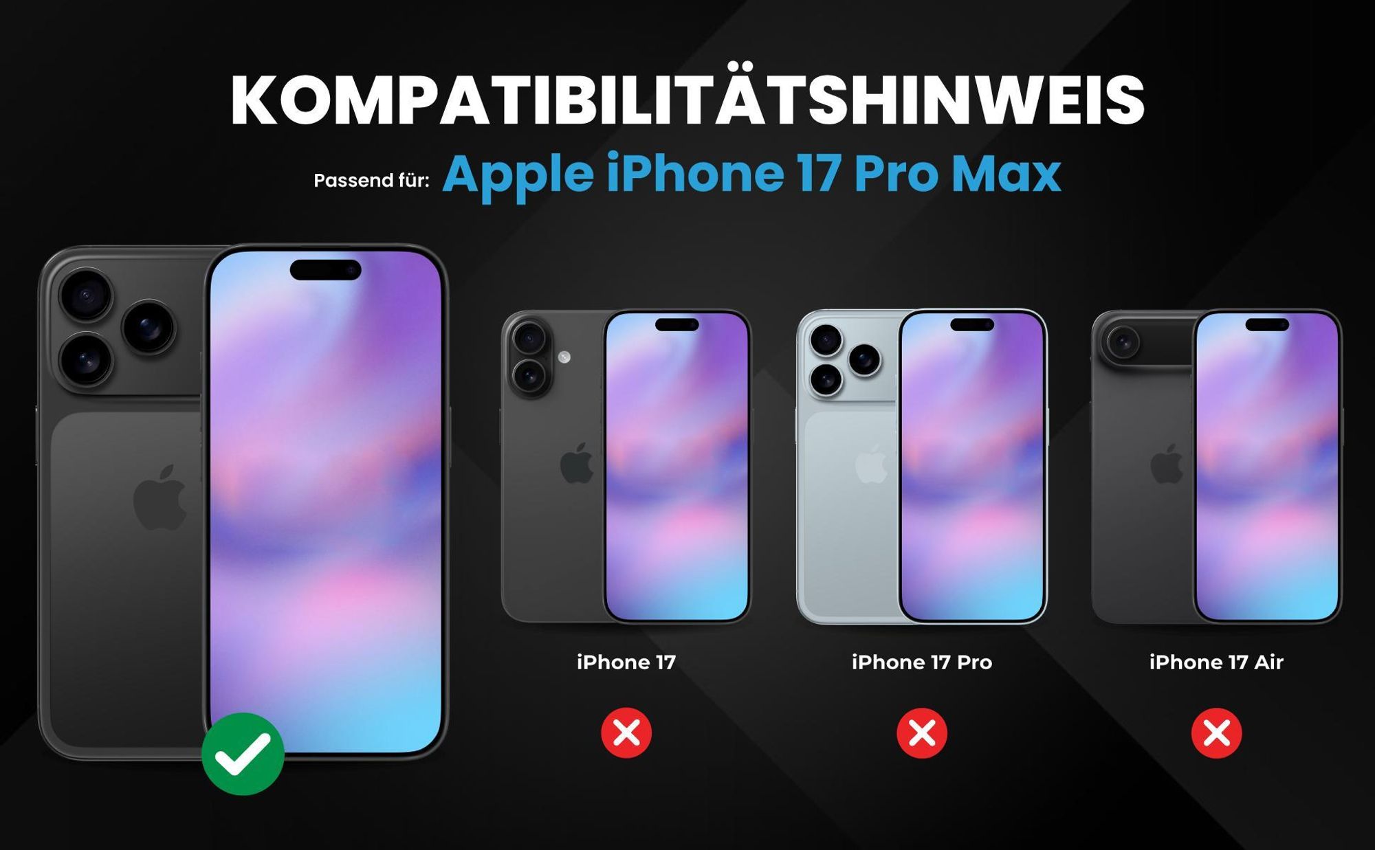 Kompatibilitätshinweise Hülle für Apple iPhone 17 Pro Max