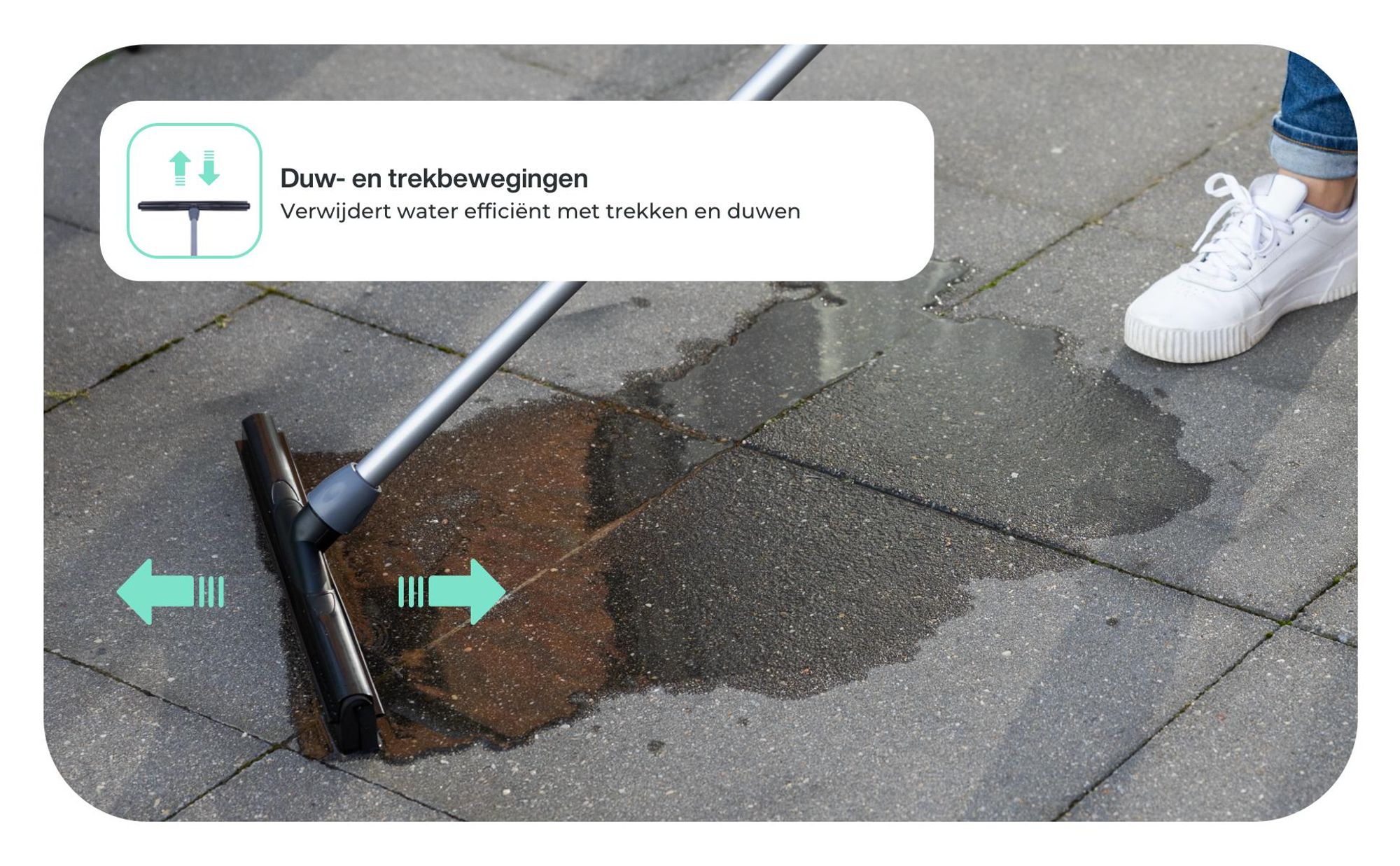 Vloertrekker in trek- en duwstand