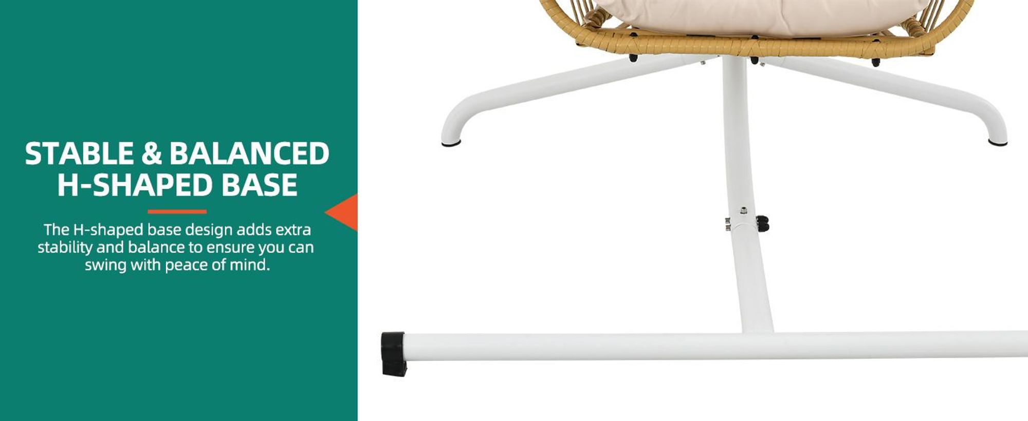 YITAHOME Hängesessel mit Gestell, Klappbarer Schaukelsessel mit Polsterung, bis 160 kg, für Indoor und Outdoor, Beige