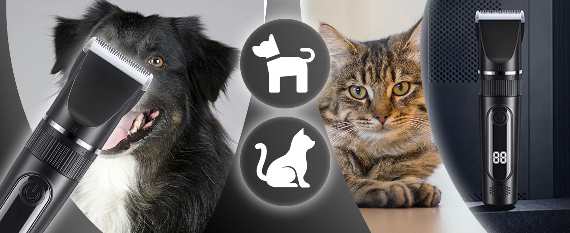 Leise Profi Schermaschine für Hunde und Katzen, Tierhaarschneider mit LED-Anzeige, kabelloser Tierhaarschneider Set, 5 Längenstufen Retoo