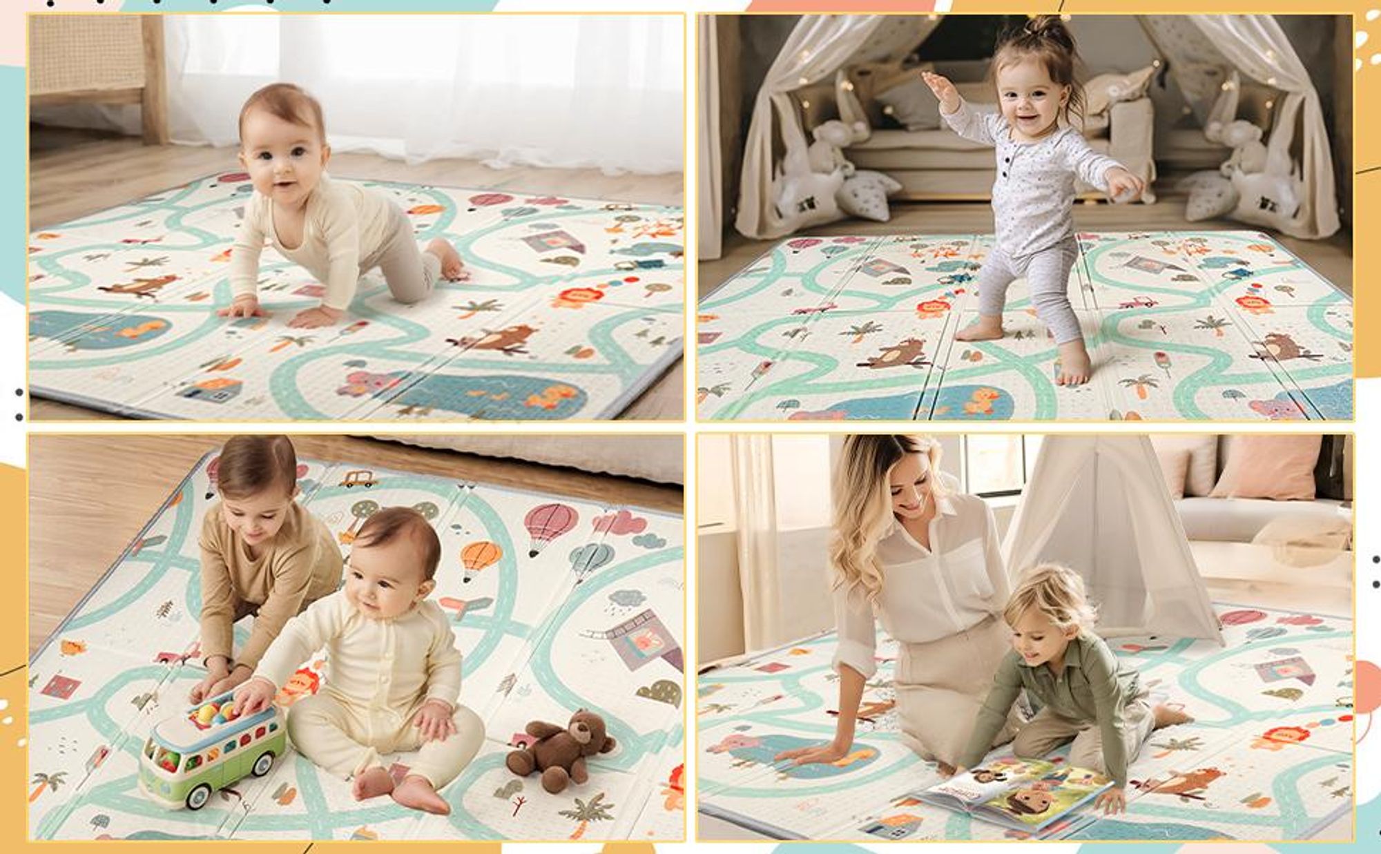 Multifunktionale Familienspielmatte - Ideal für Familien mit Babys und Kindern