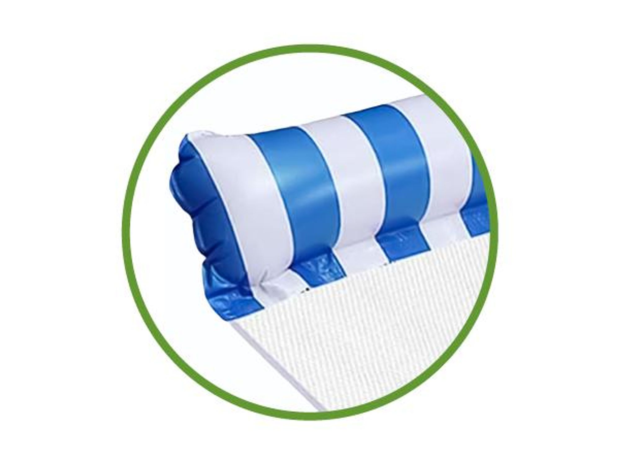 KRUMAD Wasserhängematte Aufblasbar 115x65 cm, Schwimmliege mit Netz und Kopfstütze, Pool Luftmatratze für Erwachsene, Strand & Meer, Blau-Weiß