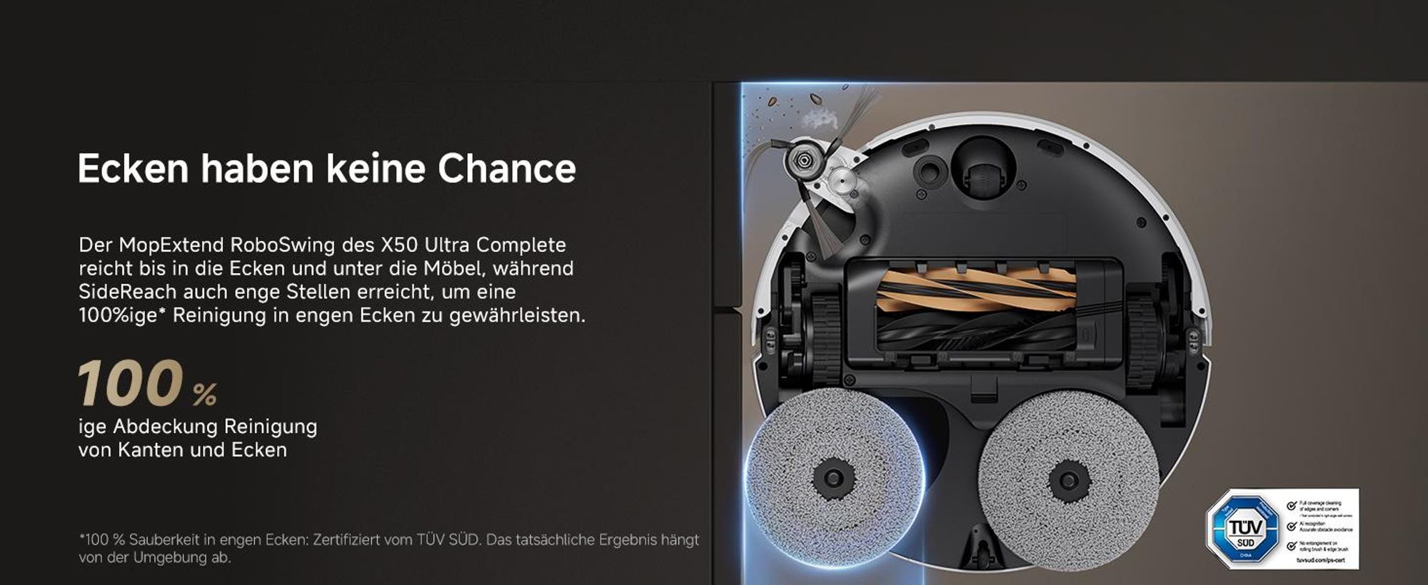 Dreame X50 Ultra Complete Staubsauger Roboter mit Wischfunktion,20KPa Saugkraft,6cm Hindernisfreiheit,Hebarem Wischmopp,360°-Navigation,KI-Vermeidung