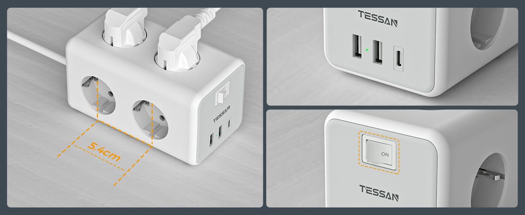 TESSAN Steckdosenleiste TS-306-C