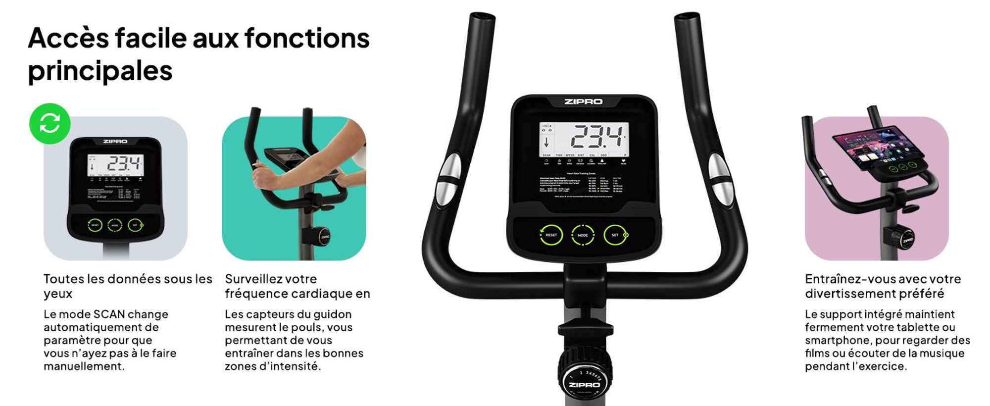 Zipro Nitro Vélo d'appartement magnétique | Écran LCD | Vélo de fitness 8 niveaux de résistance | Vélo d'appartement, ergomètre, vélo,