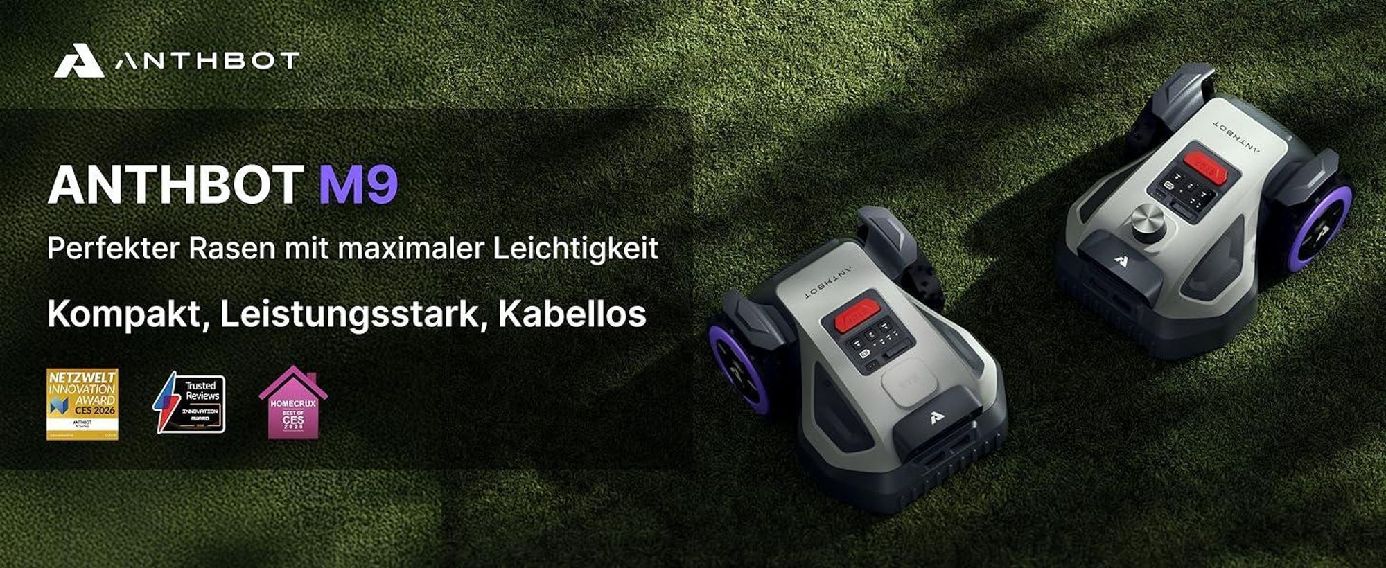 ANTHBOT M9 Perfekter Rasen mit maximaler Leichtigkeit Kompakt, Leistungsstark, Kabellos