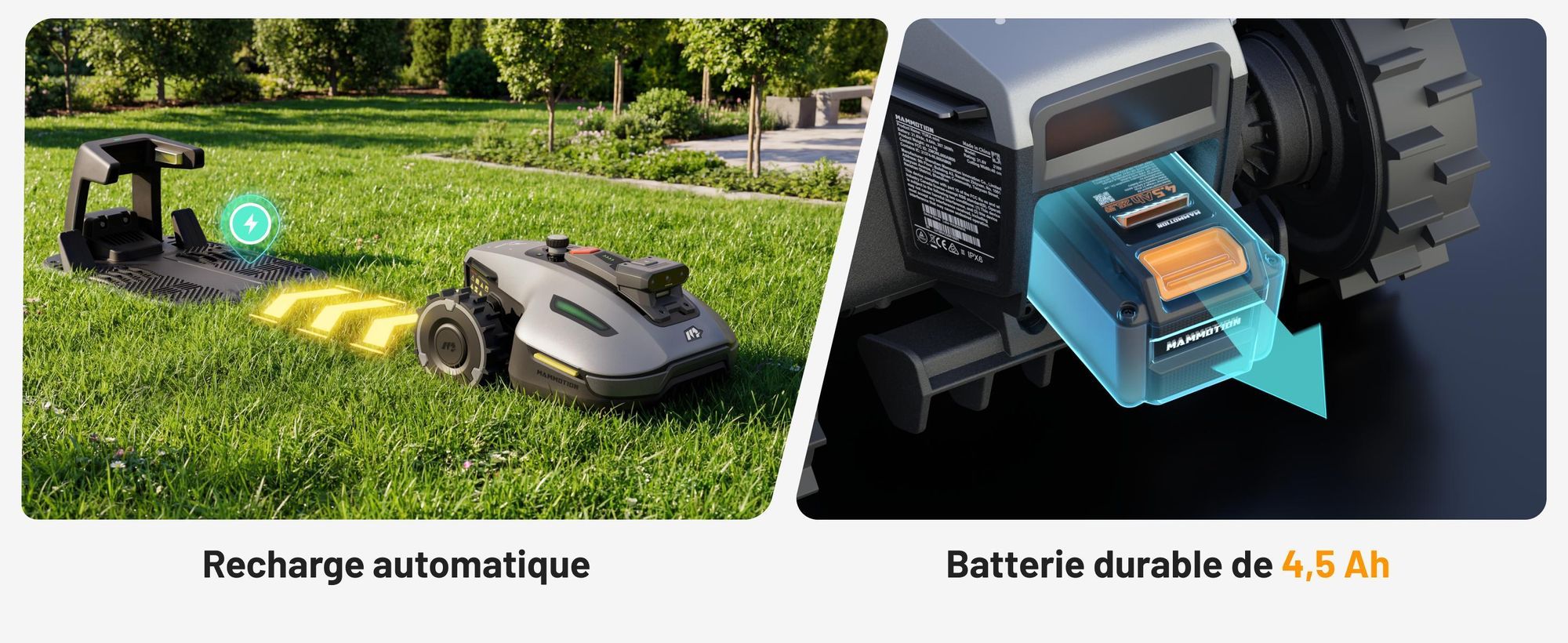 Robot tondeuse Mammotion YUKA Mini 2 800 avec garage et station de lavage, jusqu’à 800 m², DropMow, cartographie auto, coupe des bordures, 4G-Modul