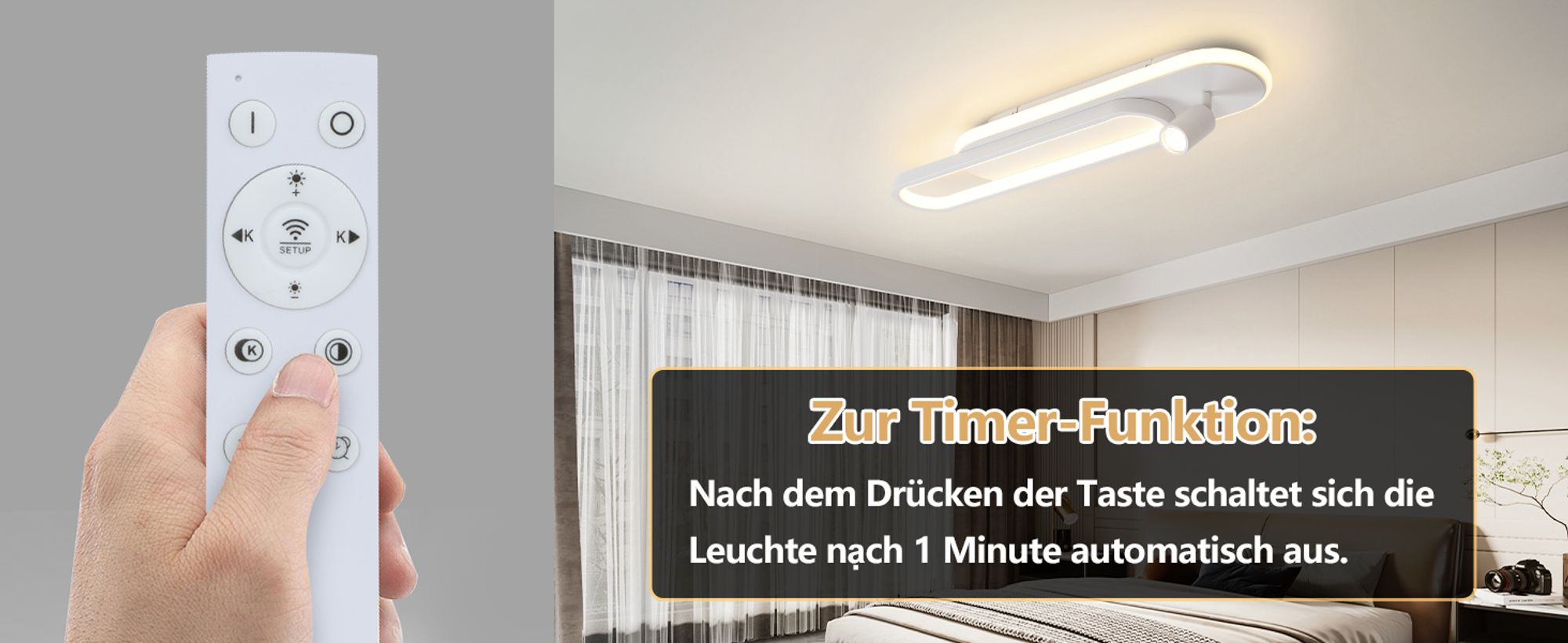 ZMH LED Deckenleuchte Wohnzimmer Deckenlampe Dimmbar mit 1Deckenstrahler Fernbedienung Weiß Küchenlampe 46W Modern 3000K - 6500K Schlafzimmerlampe
