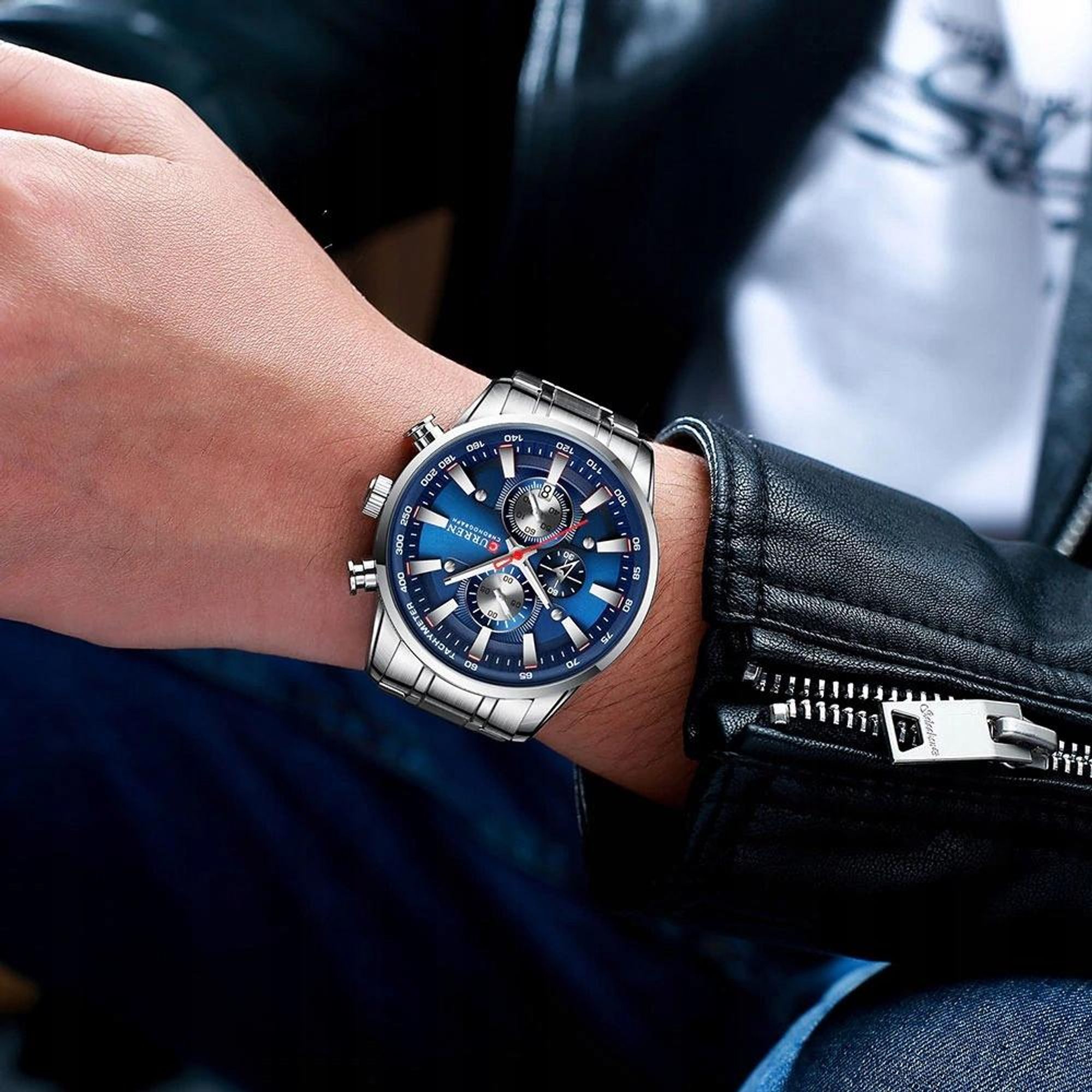 CURREN Herren-Armbanduhr klassisch elegant Chronograph mit Datumsanzeige