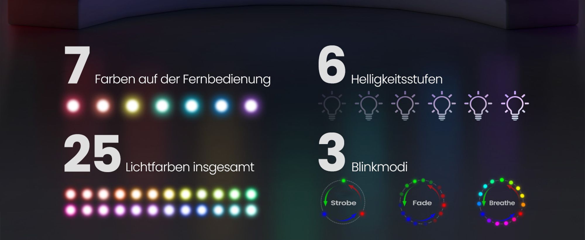 Nachttisch mit einstellbarer LED-Beleuchtung, 2er Set,