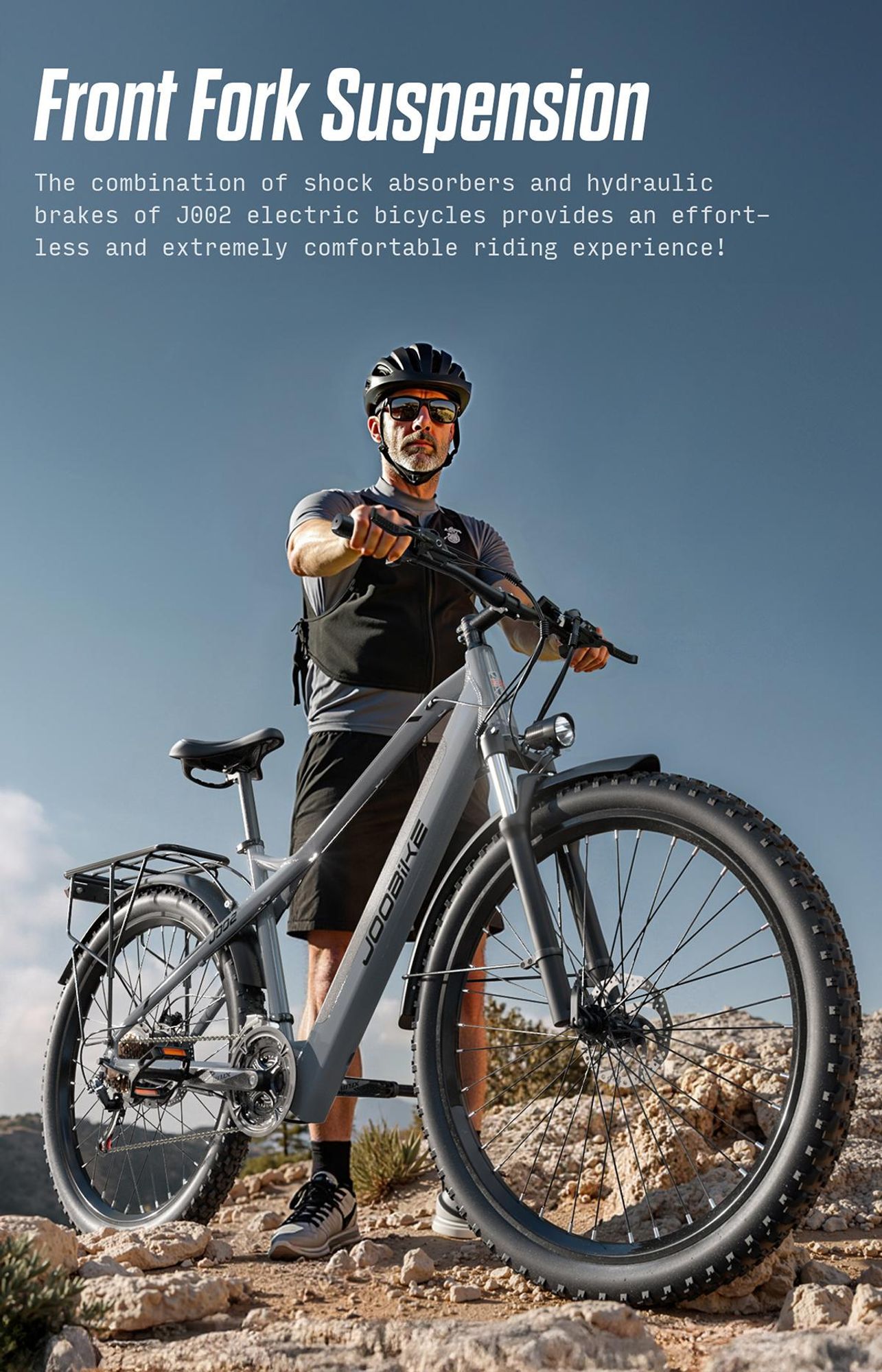 J002 Elektrofahrrad, 48 V 16 Ah, 80 N·m, Shimano 7, 150 kg, grau