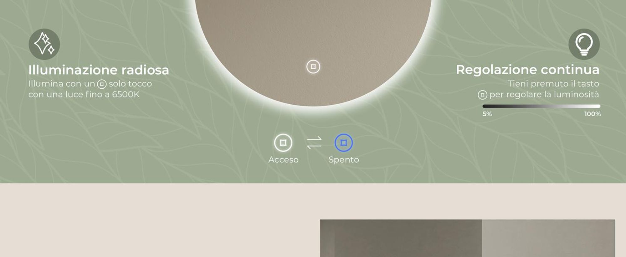 S'AFIELINA Specchio da bagno a LED specchio rotondo da parete con interruttore a sfioramento, bianco freddo 6500K 60 cm