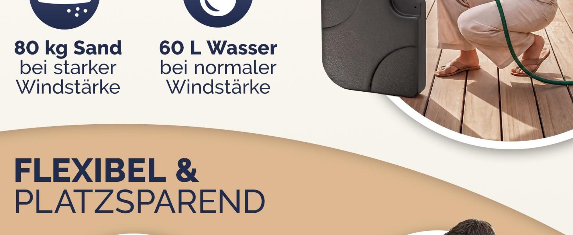 CASARIA Sonnenschirmständerplatten 4er Set