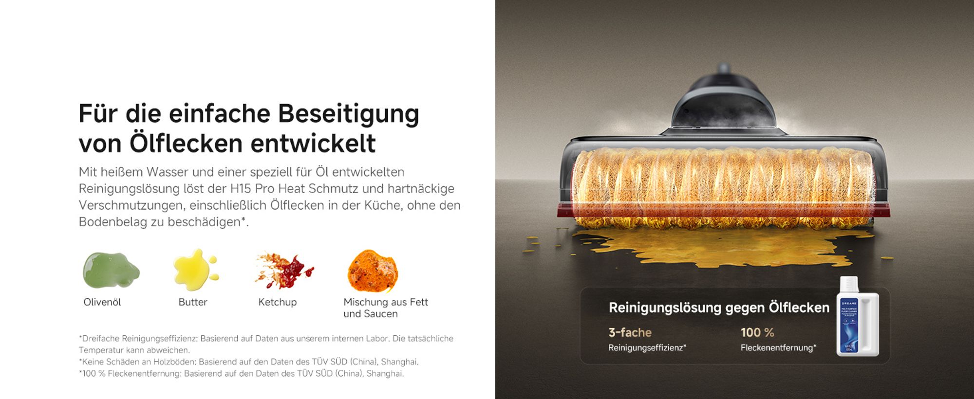 DREAME H15 Pro Heat Kabelloser Staubsauger, Nass/Trocken 2in1, 22000 Pa Saugleistung, 85℃ Heißwasser automatische Reinigung,Tangle-Free-Technologie