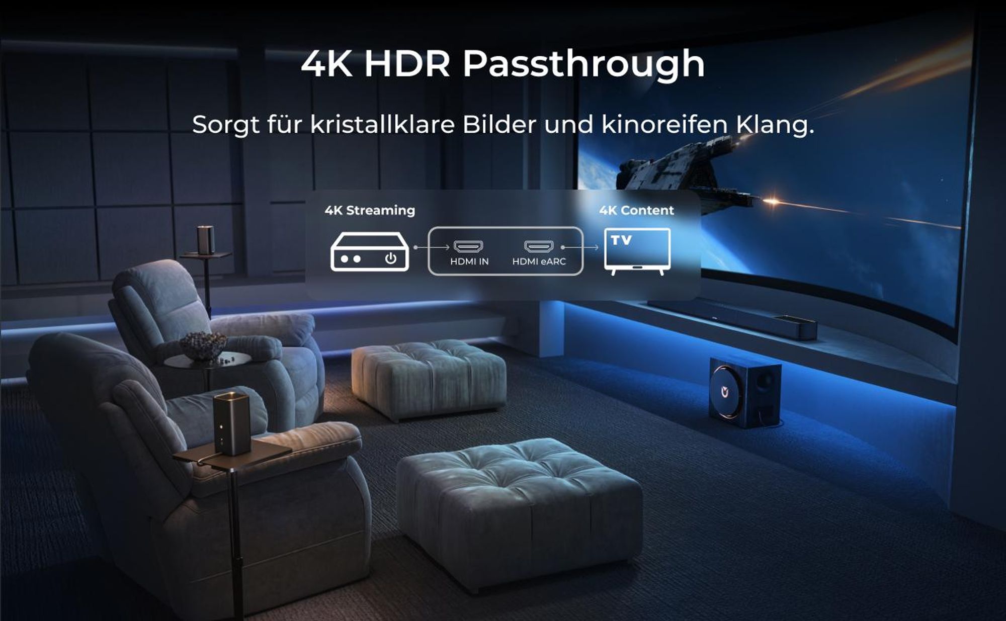 ULTIMEA Skywave Series 5.1.4 Professionelle Soundbar mit Dolby Atmos, 5.1.4 Surround Sound System mit 8" Subwoofer & 2 kabellosen Rear-Lautsprechern