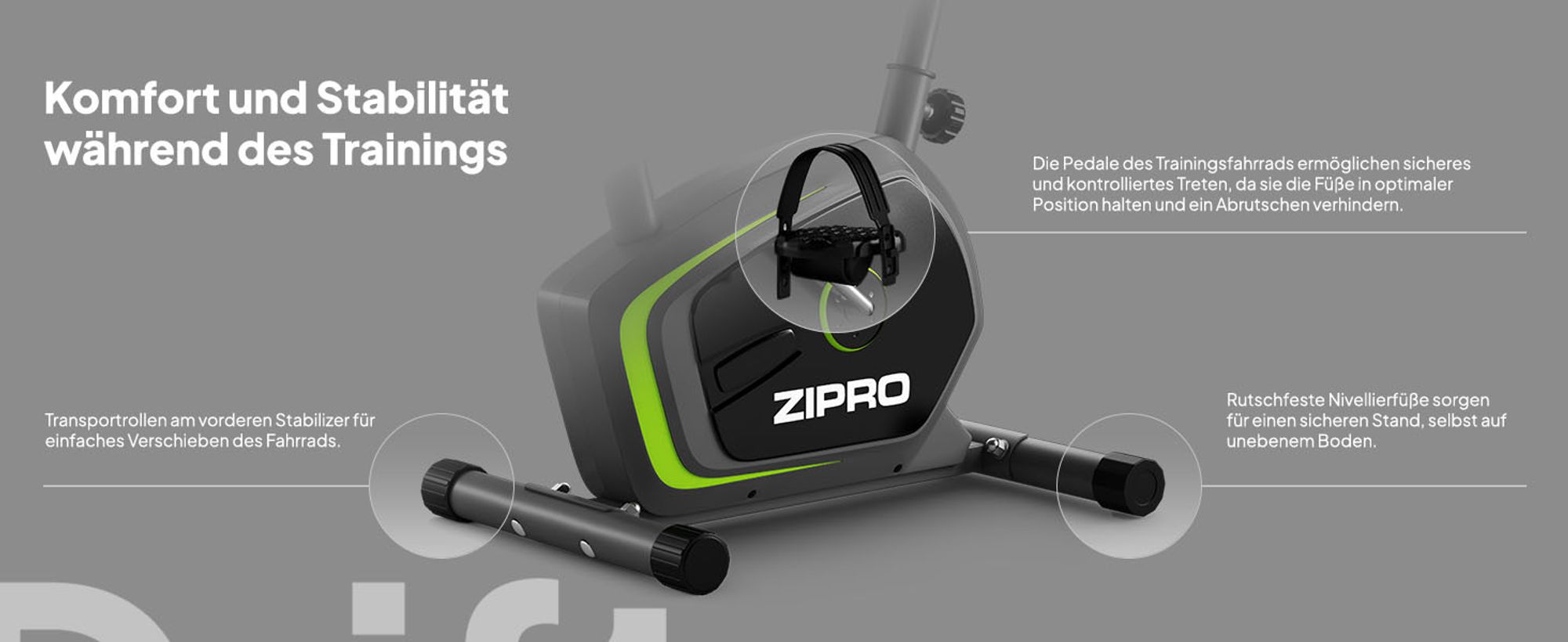 Zipro Heimtrainer Fahrrad Drift – Magnetisches Fitnessbike mit 6kg Schwungmasse Leiser Hometrainer für Zuhause Kompakt, mit Pulsmessung Tablethalter