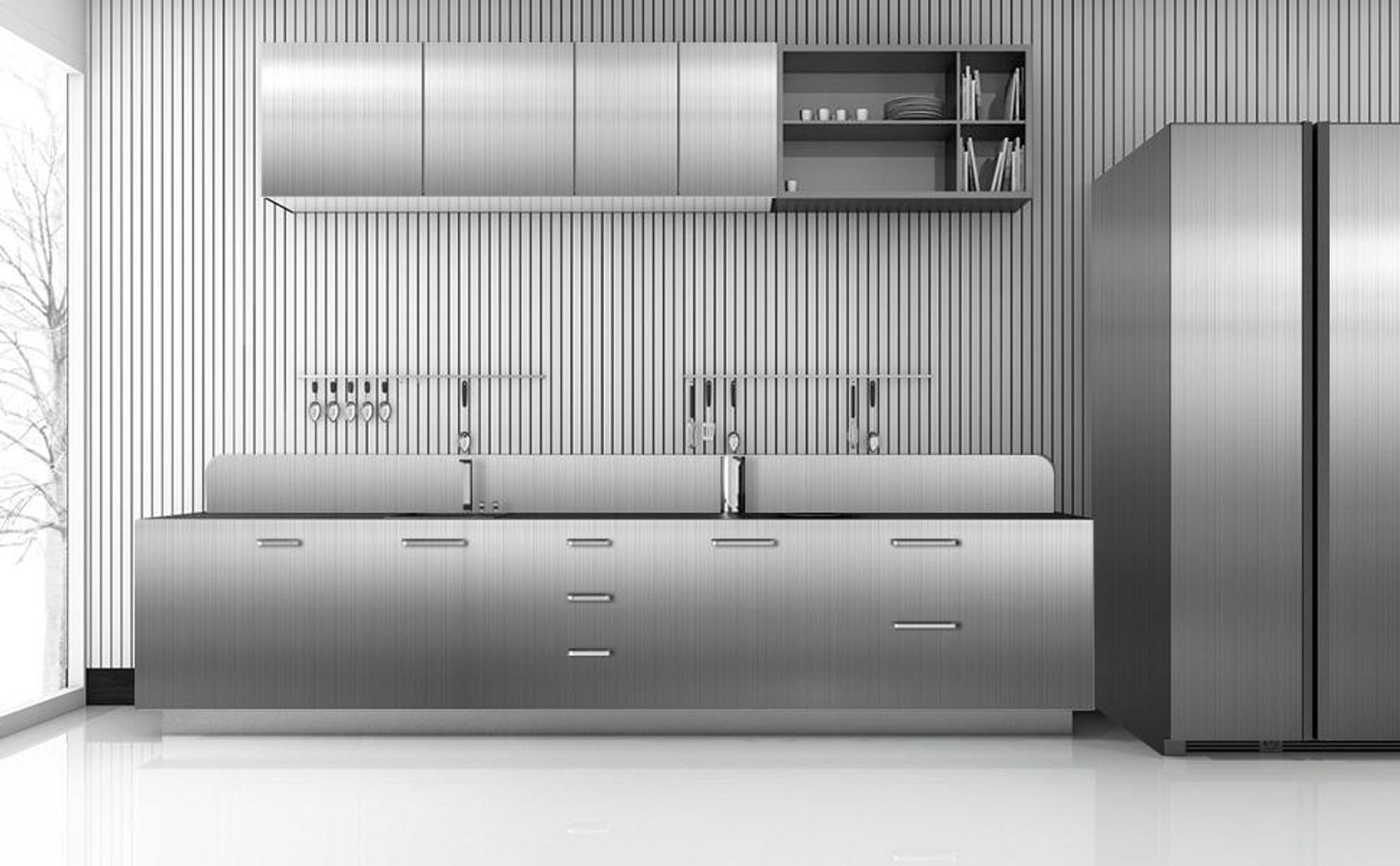 Klebefolie, Möbelfolie, Metall Optik Selbstklebende Folie Silber Gebürstet 60x500 cm PVC Dekofolie Küchenfolie für Kühlschrank Küchenschränke