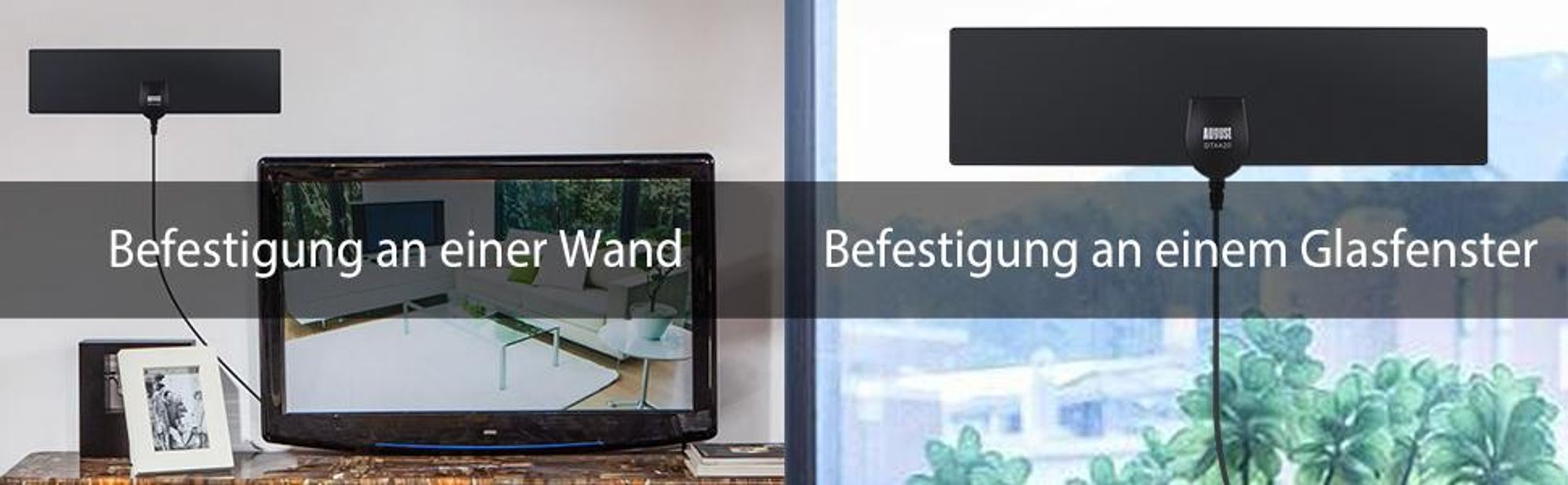 DVB-T2 Innenfenster/Wandmontage Antenne 5db Verstärkungsgewinn - August DTA420