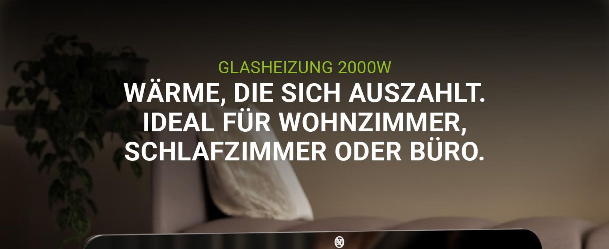 Juskys Glasheizung 2000W – Elektroheizung, Wand- & Standgerät, App & Fernbedienung