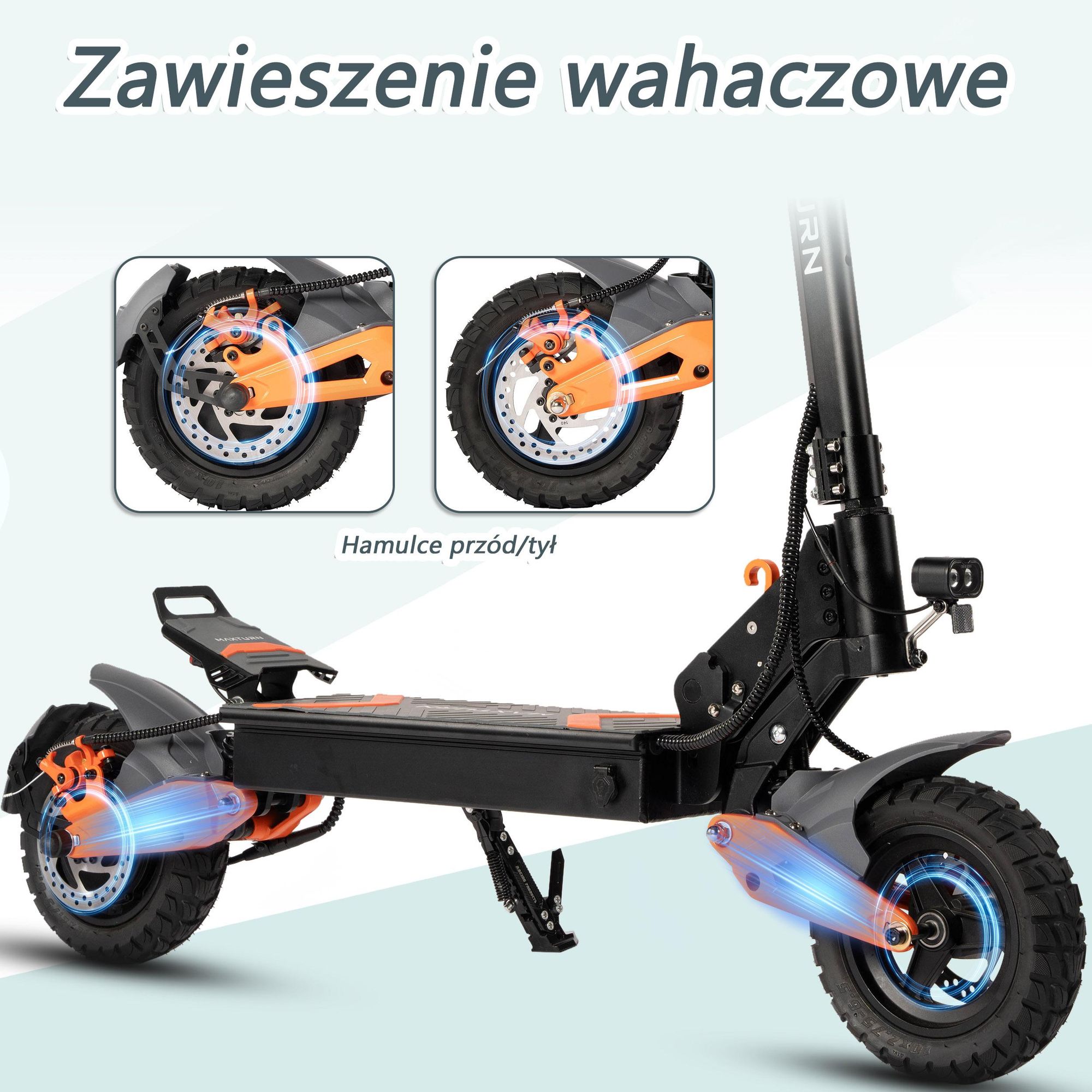 Hulajnoga Elektryczna MAXTURN X1 - 48V15.6Ah 10'' Tubeless E-Skuter Aluminiowa Rama - Czarna