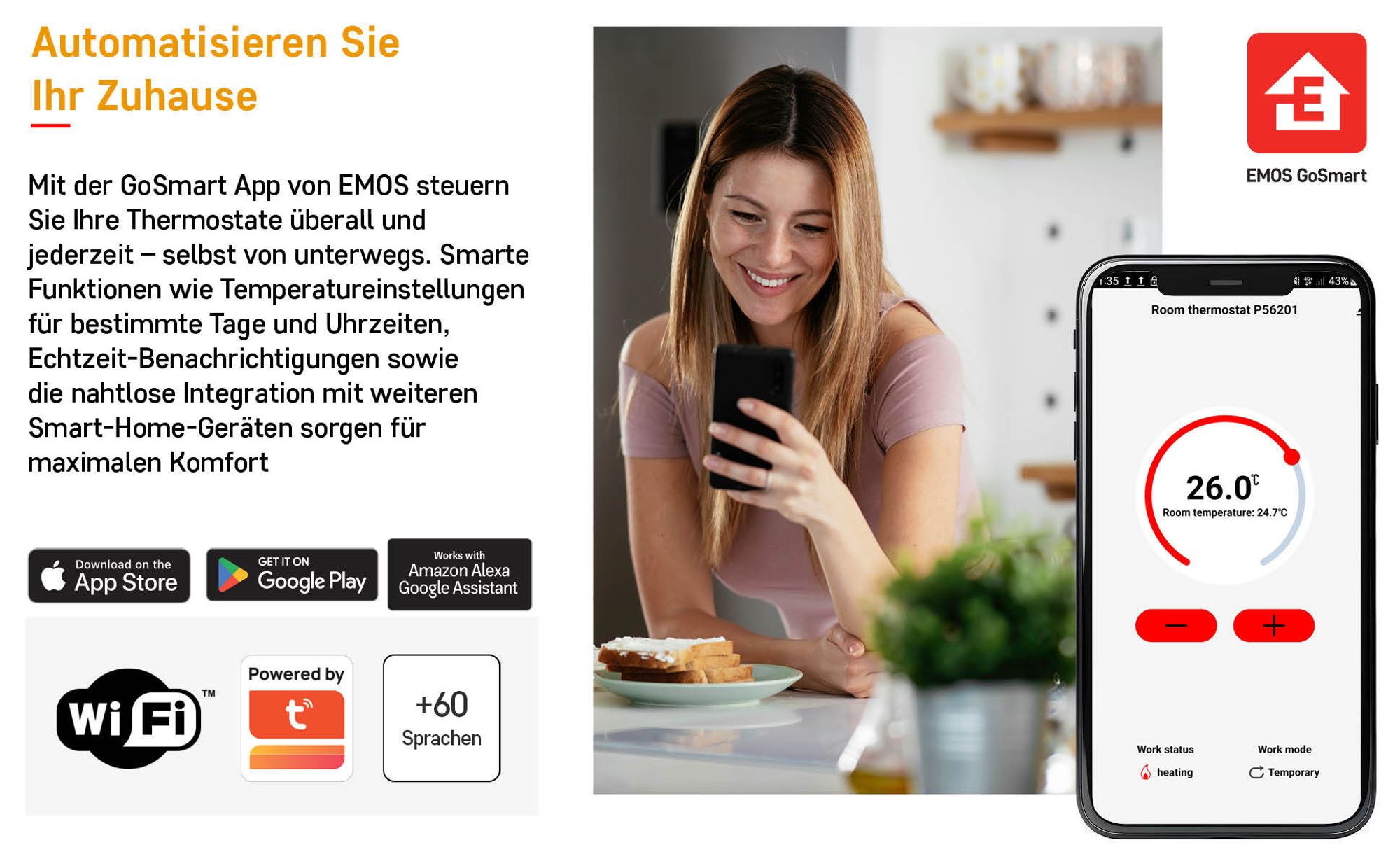 EMOS GoSmart Wireless Raumthermostat mit WiFi P56211