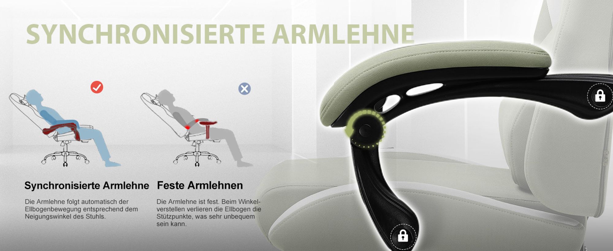GTPLAYER Gaming Stuhl Ergonomischer Gaming Sessel Schreibtischstuhl mit Stoffoberfläche Atmungsaktiver Bürostuhl Federsitzkissen mit Fußstütze Grün