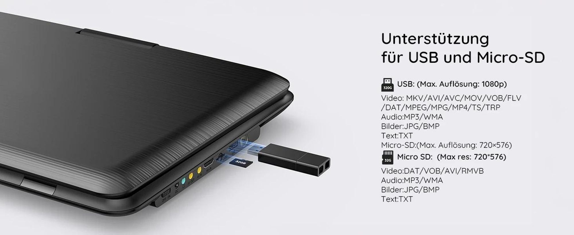 Boifun tragbarer DVD-Player mit ATSC-TV und FM-Radio 15,6-Zoll-HD-Schwenkbildschirm integriertem Akku HDMI-Eingang für TV-Stick USB-/TF-Karten