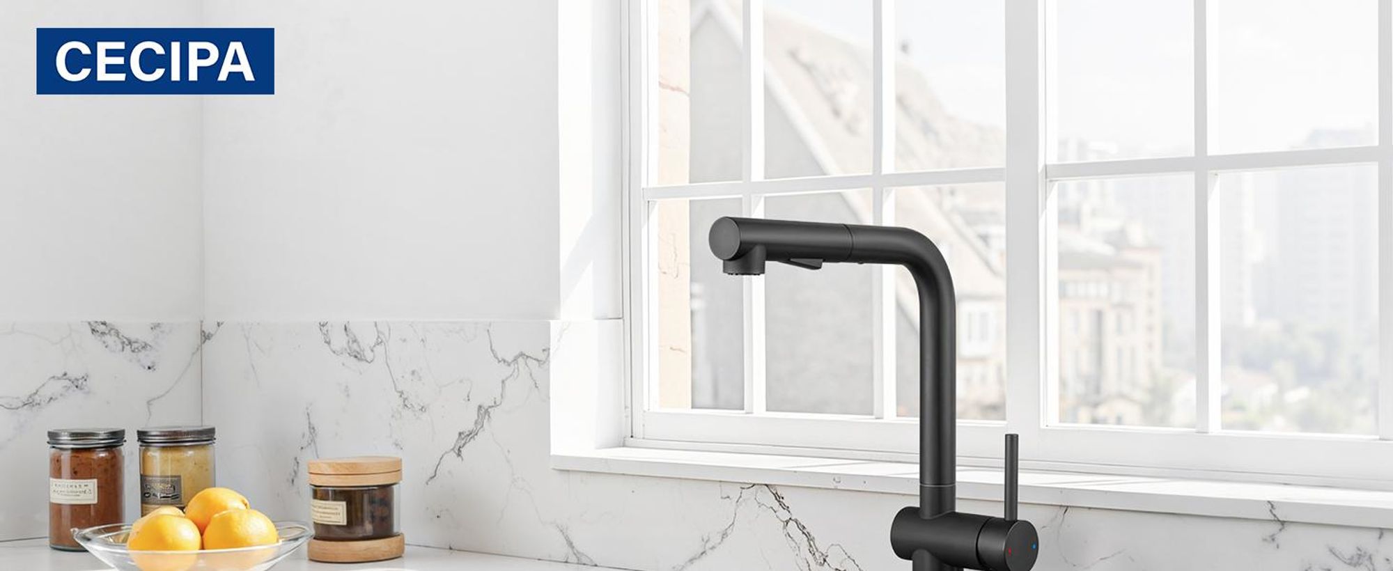 Wasserhahn Küchenarmatur, 360° Drehbar Spültischarmatur, Cecipa Ausziehbare Küchenarmatur 304 Edelstahl, Ausziehbarer Wasserhahn, Schwarz