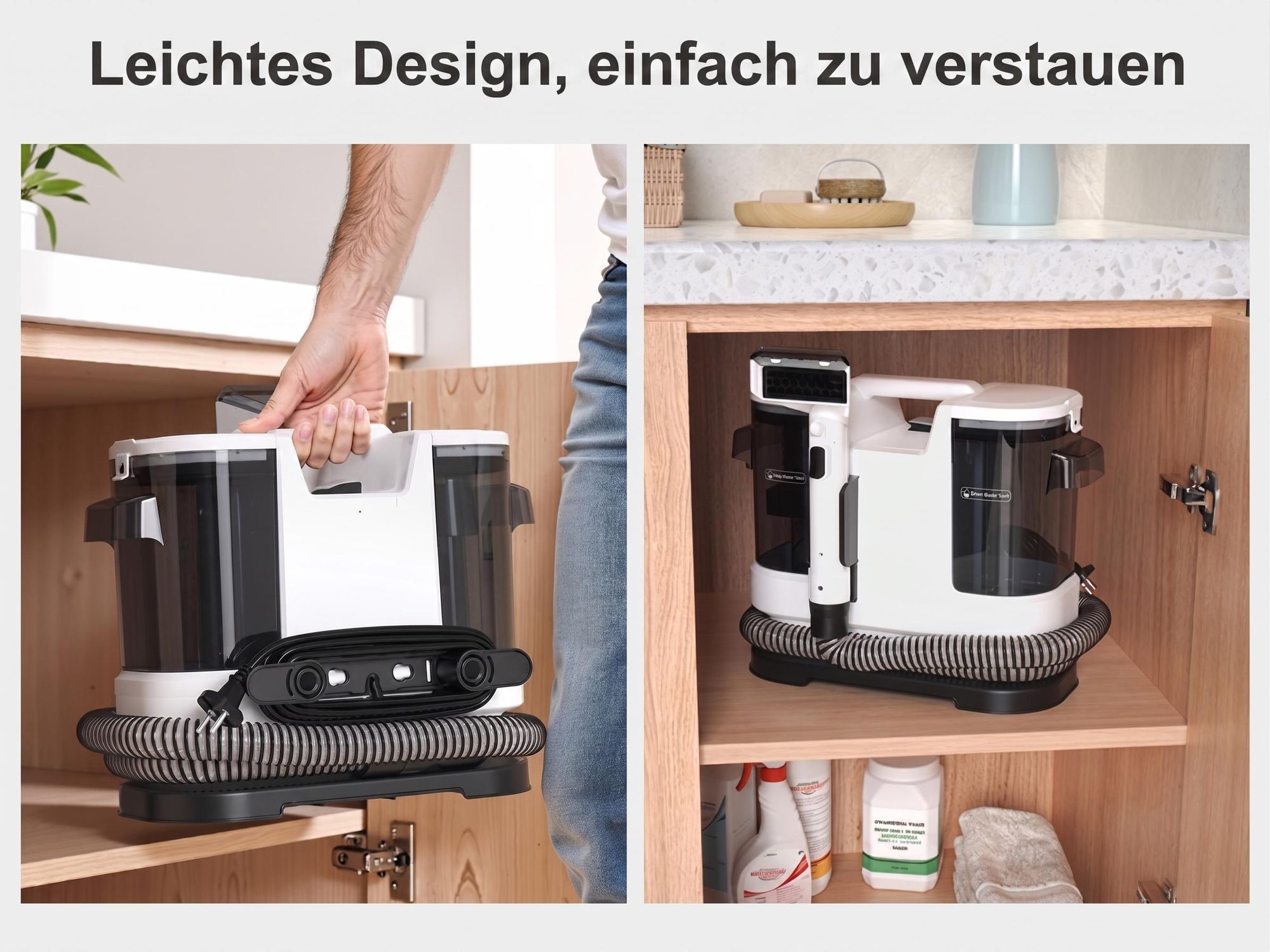 Lubluelu A6 3-in-1 Polsterreiniger Waschsauger Teppichreiniger 15000Pa 600W, 1,75L+1L Doppeltank, Fleckenreiniger für Sofa, Polster & Auto