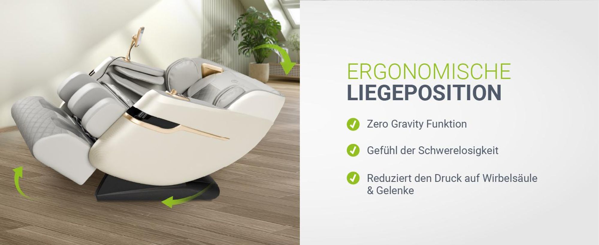 Juskys Massagesessel Naxos, elektronisch, Bluetooth & Heizung – Weiß / Hellgrau