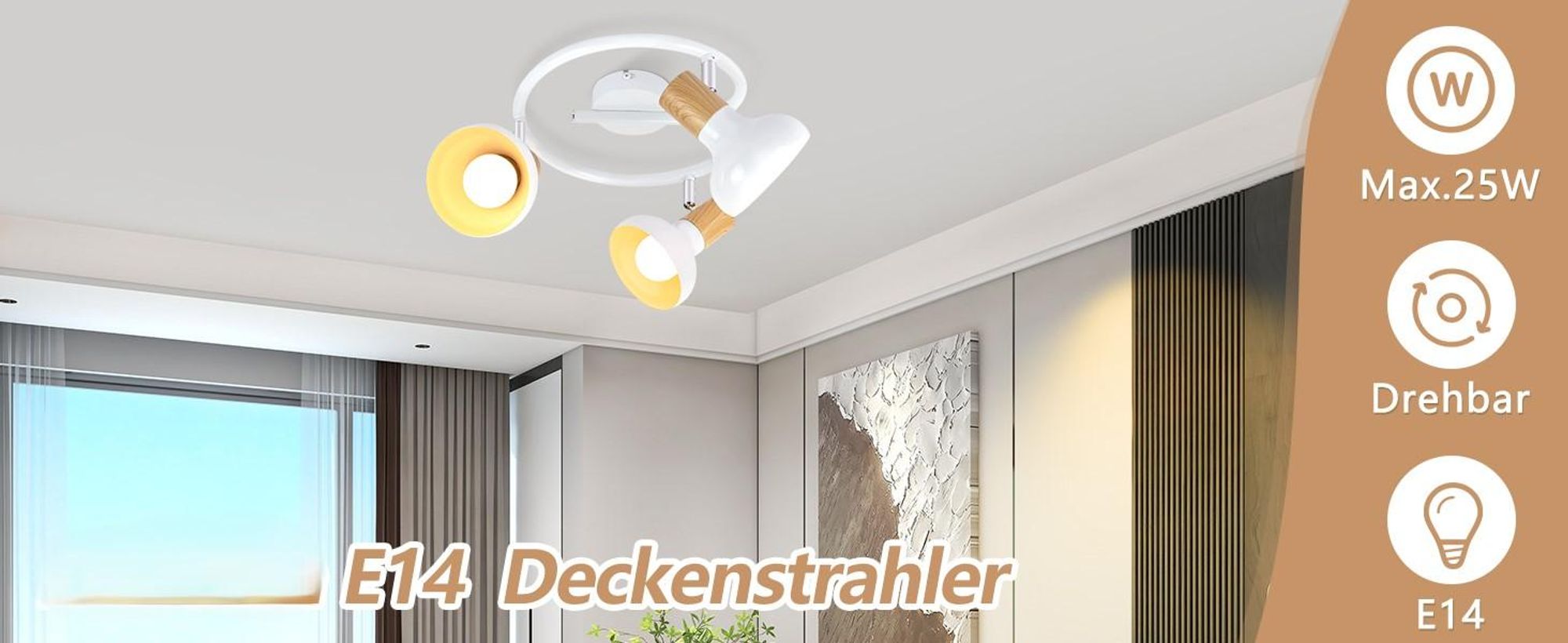 ZMH Reflektor Sufitowy Vintage Lampa Sufitowa Przedpokój Lampa Sufitowa Przemysłowa 3 Płomienna Okrągła Lampa Korytarzowa Wewnętrzna 350°Obrotowa Biała E14 Bez żarówek