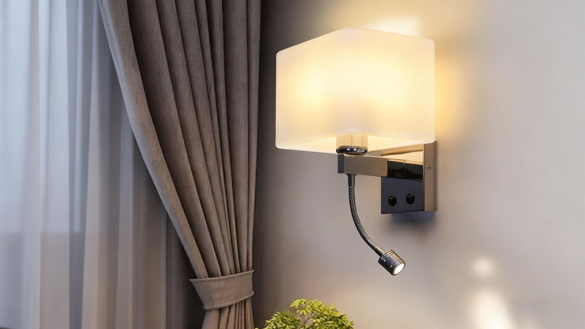 ZMH LED Wandlampe Leselampe Stoffschirm Wandleuchte mit Schalter Schwnkbar Lesearm Weiß E27 Leselicht Bettlampe für Hotel Schlafzimmer Wohnzimmer