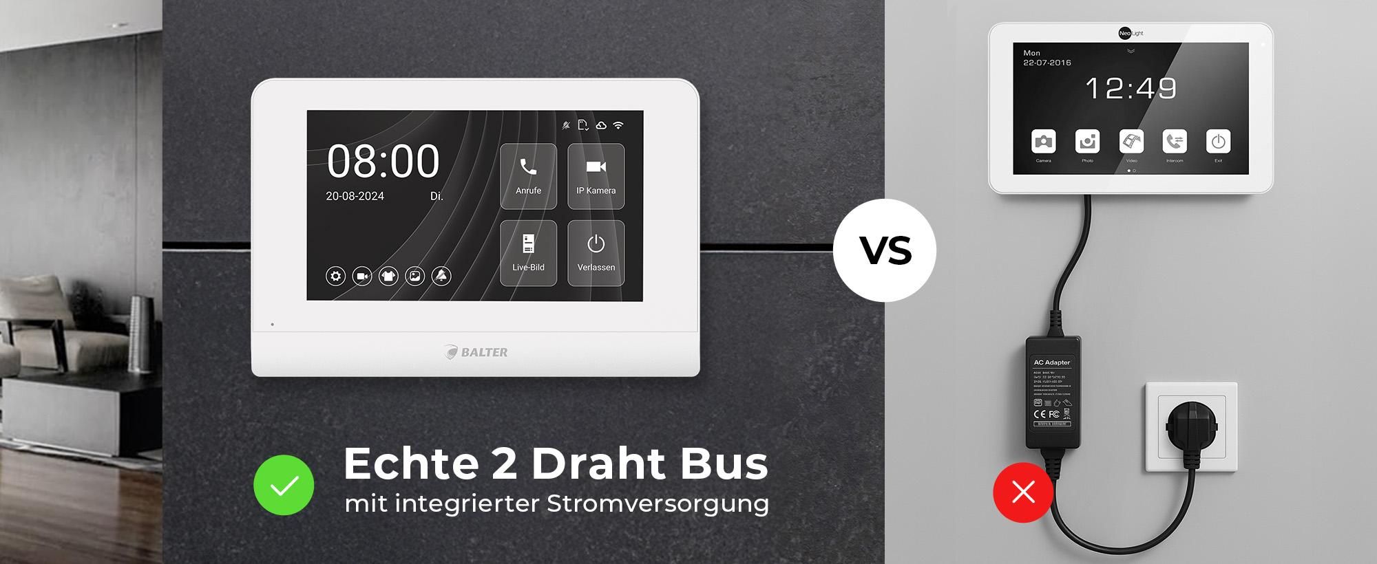 BALTER ENTRI M Aufputz Video Türsprechanlage mit Full HD Kamera und Audio Modul inkl. 2-Draht 1x 7 Zoll WiFi HD Monitor Smartphone App für 1 Familienhaus Set