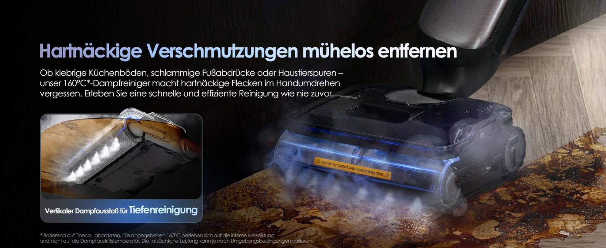 Tineco Floor One S9 Artist Steam Pro, Standstaubsauger, Beutellos, Schwarz, Silber, 0,88 l, 0,75 l, Rechteckig