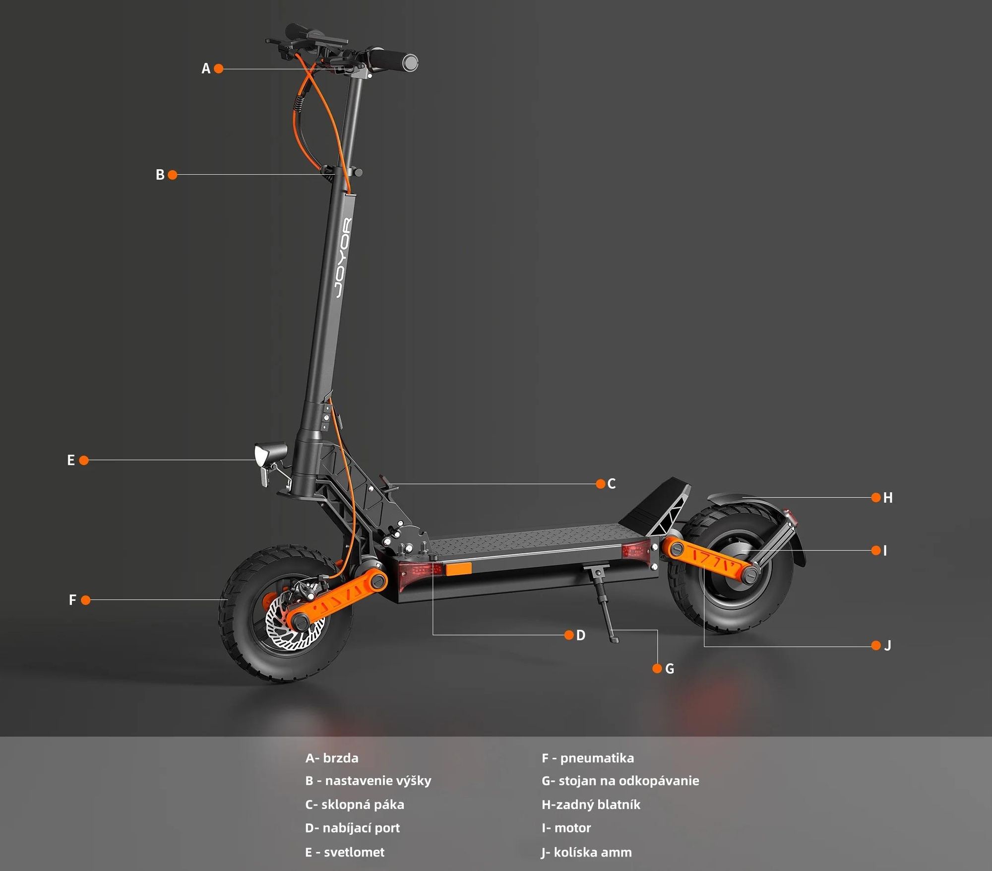 JOYOR S8 Skladateľný Elektrický kolobežka - 600W Motor 48V26AH Batéria 10-palcové Pneumatiky Mechanické Disk Brzdy - Čierna