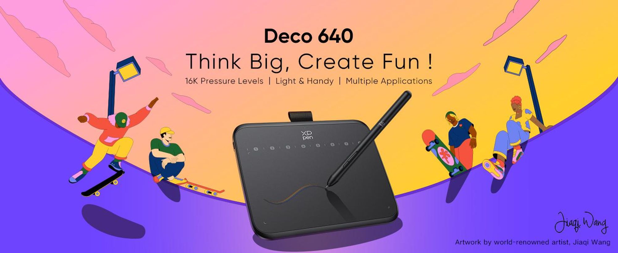 XPPen Deco 640 Grafiktablett mit 16K Stiftdruckstufen , 6 x 4 Zoll Pen Tablet, OSU! Spielen, zum Fernunterricht, Home-Office, Signatur