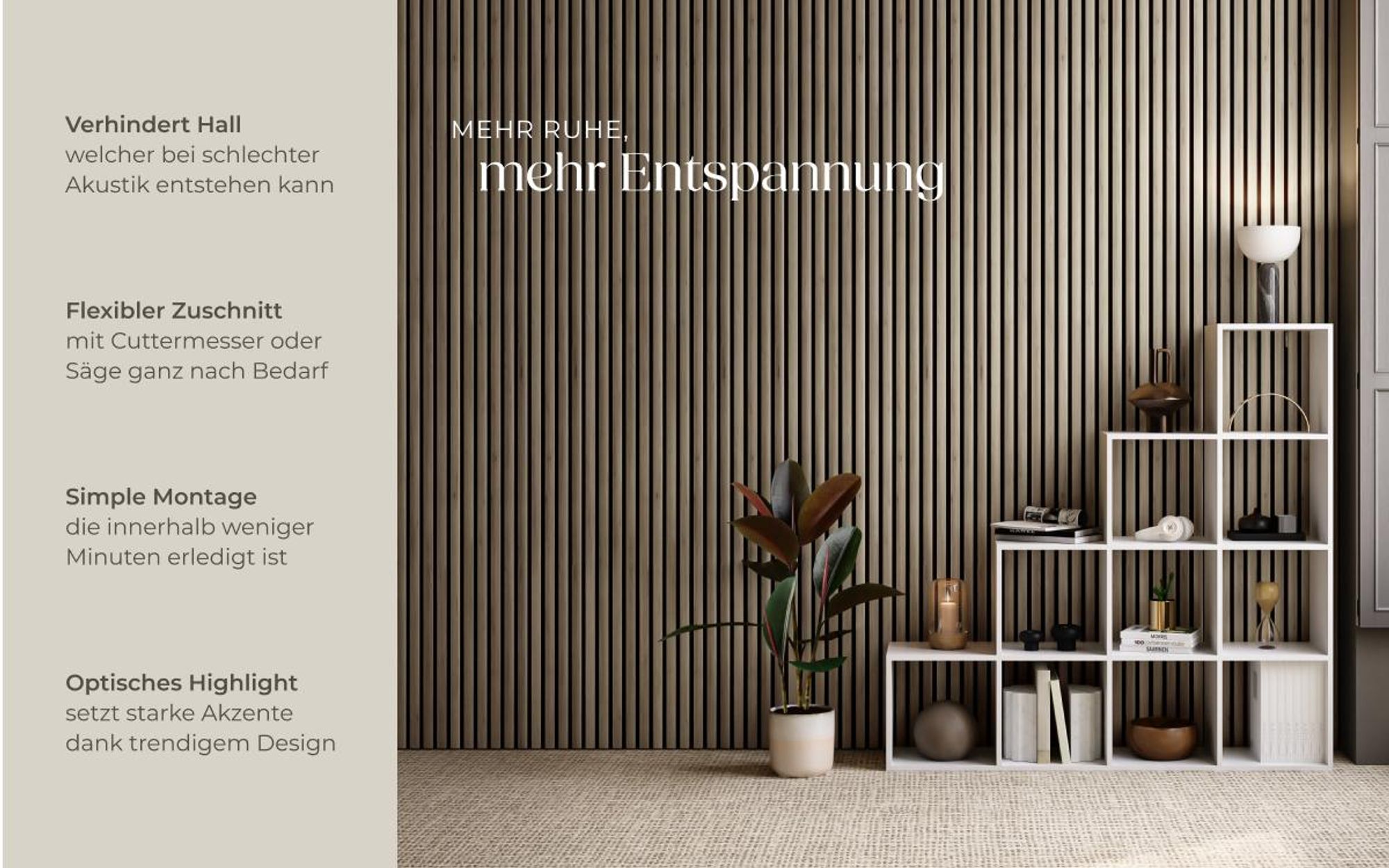 tectake® Akustikpaneele Sonic Wall Holzoptik in Eiche dunkel je 60 x 120 x 2,1 cm, Größe flexibel anpassbar