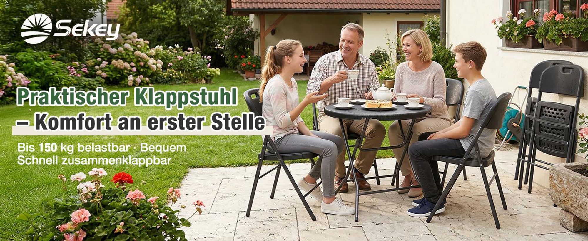 Sekey Klappstuhl 2er Set Klappstühle Campingstuhl Gartenstuhl bis 150KG