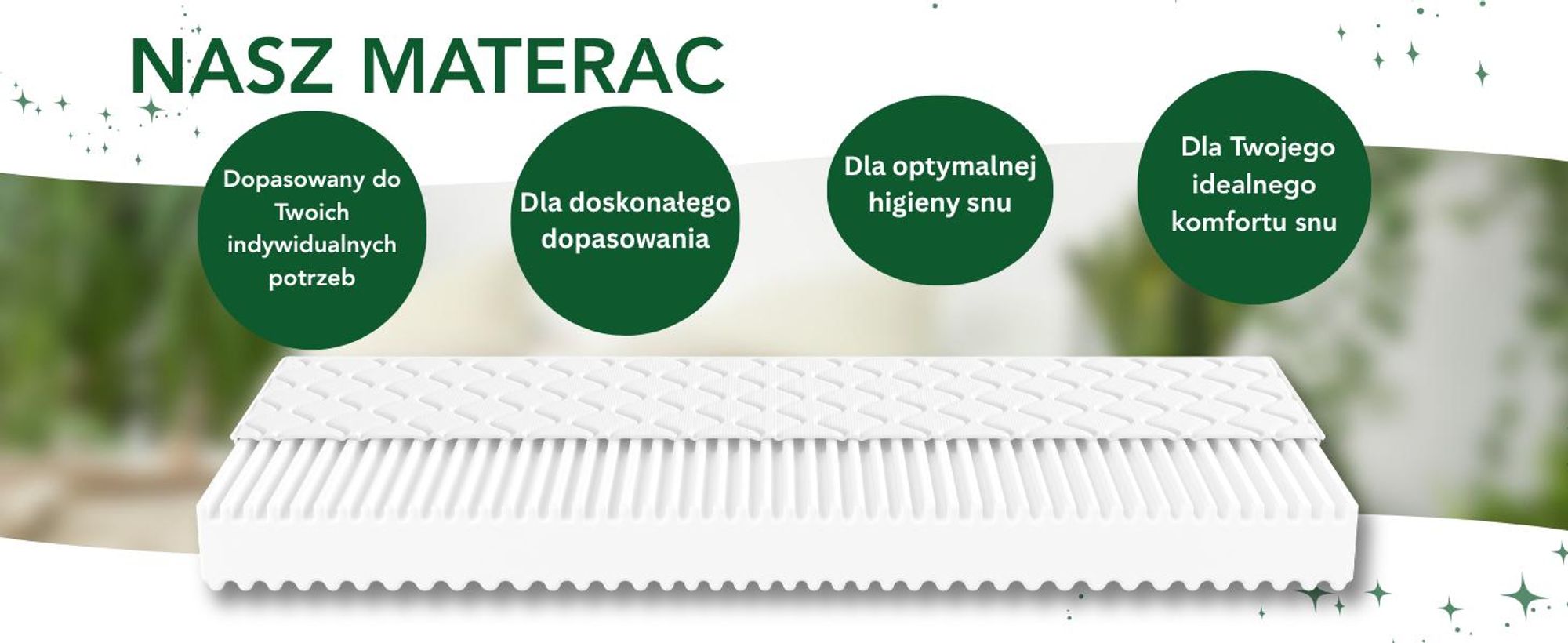 Ergonomiczny materac dwustronny z 7 strefami, o podwójnym rozmiarze XXL, wymiary 200 x 200 cm, wysokość 22 cm, twardość H2 i H3, model Ergo Flex XXL