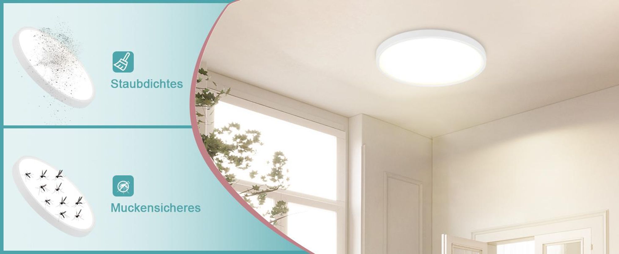 ZMH Stropní svítidlo LED Stropní svítidlo Ploché Neutrální bílé Stropní osvětlení Kulaté pro  ložnici kuchyň 18W 29,5 cm