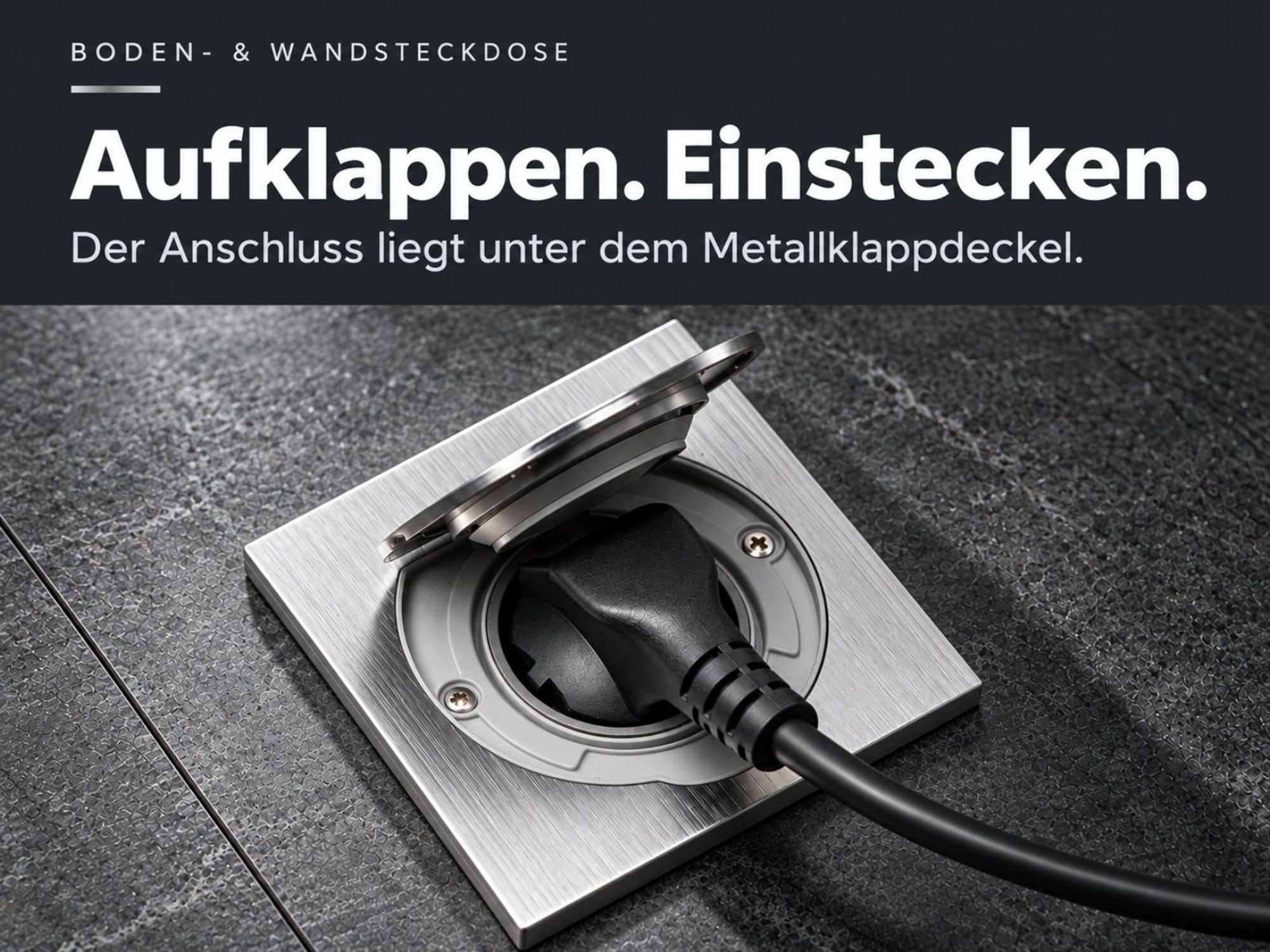 Metall Einbausteckdose I Bodensteckdose IP44 I silber