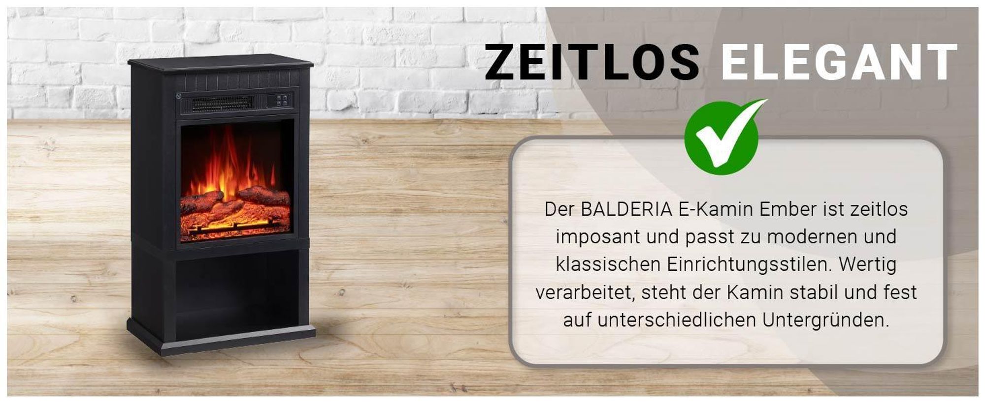 Elektrokamin Standkamin BALDERIA Ember – Heizung bis 2000 W, schwarz