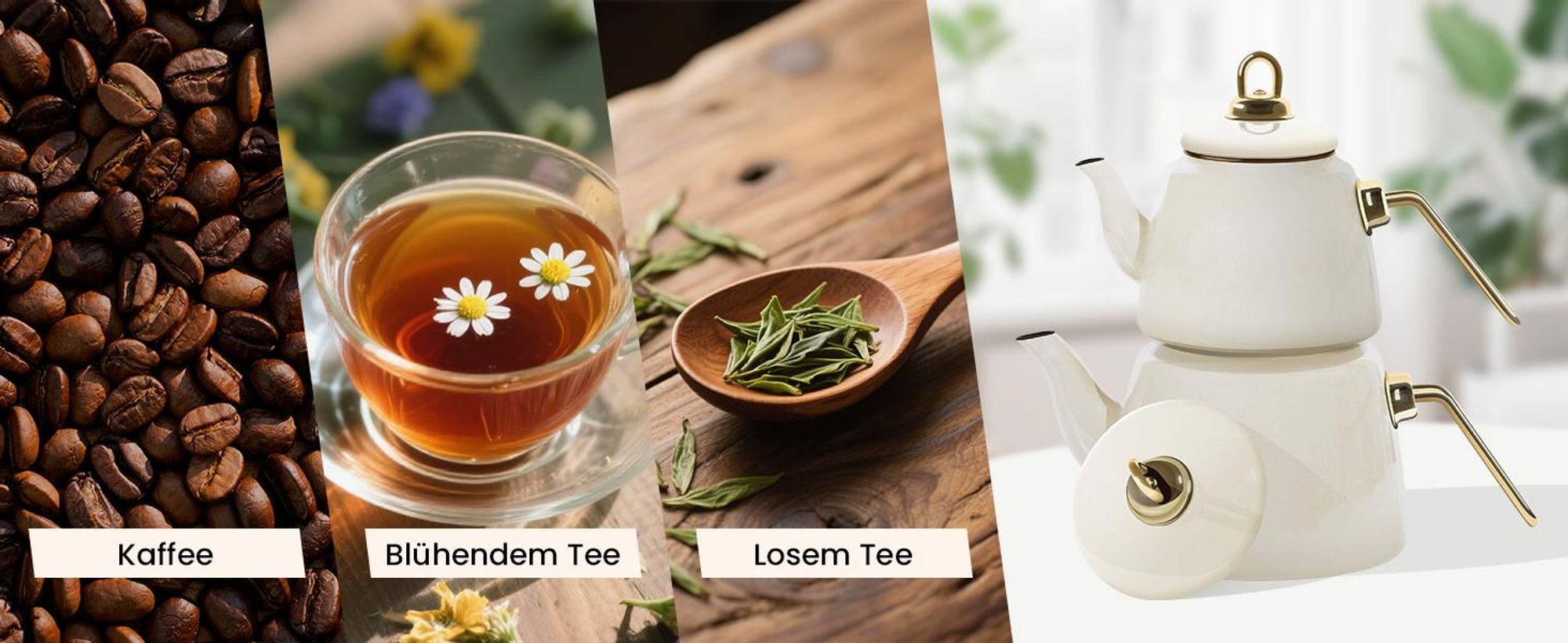Homelux Teekanne Set, Wasserkessel Induktion Teekocher aus Emaille, Induktionsgeeignet, 2L+1L, Türkische teekanne, Caydanlik,Weiß