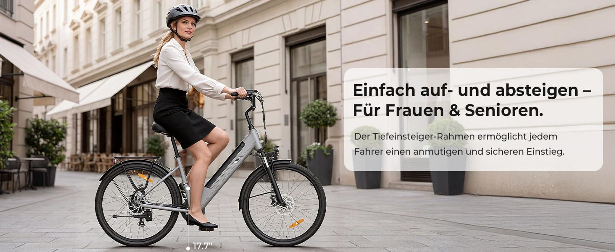Touroll J2 ST E-Bike 26 Zoll, 250W Motor, 45Nm Drehmoment, 100km Reichweite, Tiefeinsteiger, Shimano 7-Gang, LED Display