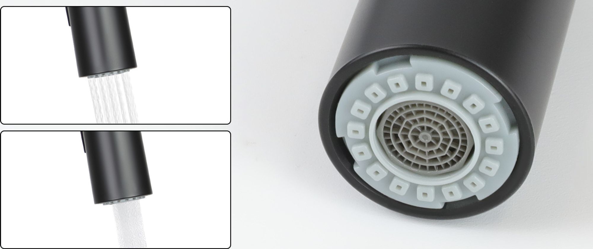 ZMH Küchenarmatur Schwarz Ausziehbar Spültischarmatur mit Brause Mischbatterie Spüle 360° Drehbar Armatur Edelstahl mit 2 Strahlarten Niederdruckhahn
