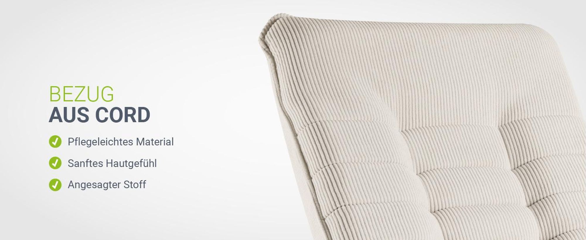 Juskys Relaxsessel Korsika - Cord-Bezug, ergonomisch, 5-lagiges Polster, 360° drehbar - Beige